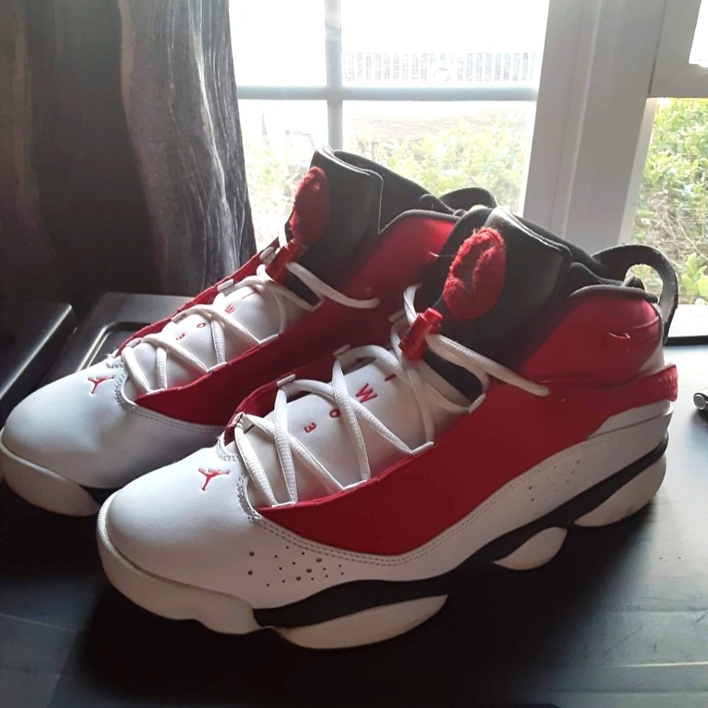 Nike Air Jordan 6 Rings White 'Carmine' 3229922 Mens Size 12 Shoes